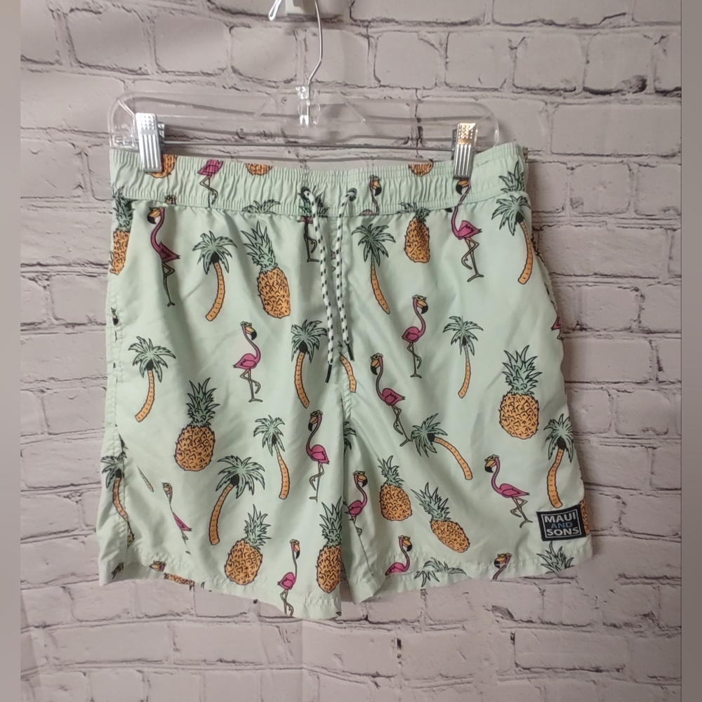 Maui and Sons Surf Swim Large Shorts Flamingo Pineapple AOP Print Shorts